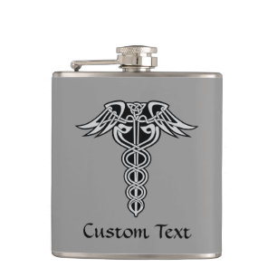 Celtic Knot Caduceus Hip Flask
