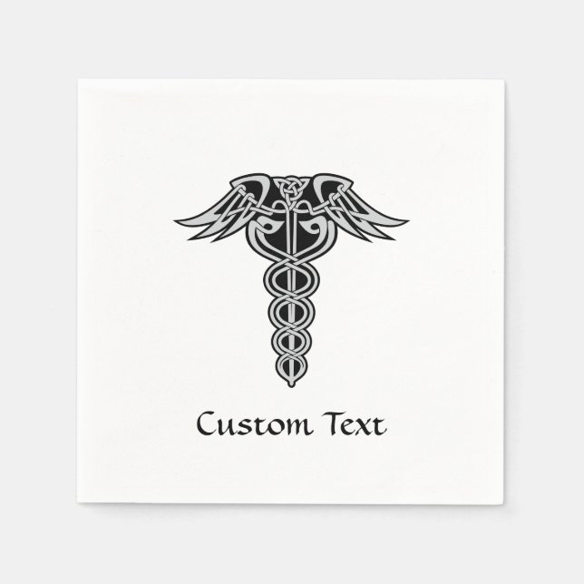 Celtic Knot Caduceus Napkin (Front)