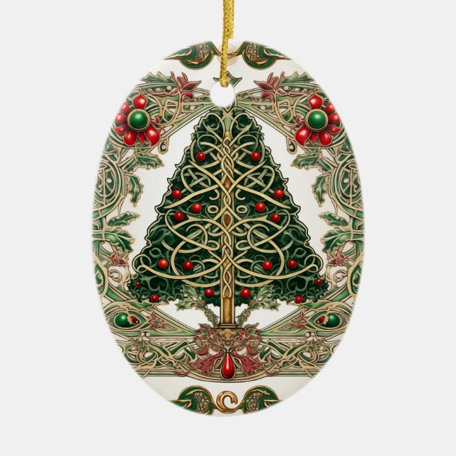 Celtic Knot Christmas Tree Ceramic Tree Decoration (Front)