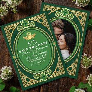 Celtic Knot Claddagh Shamrock Wedding Green Save The Date