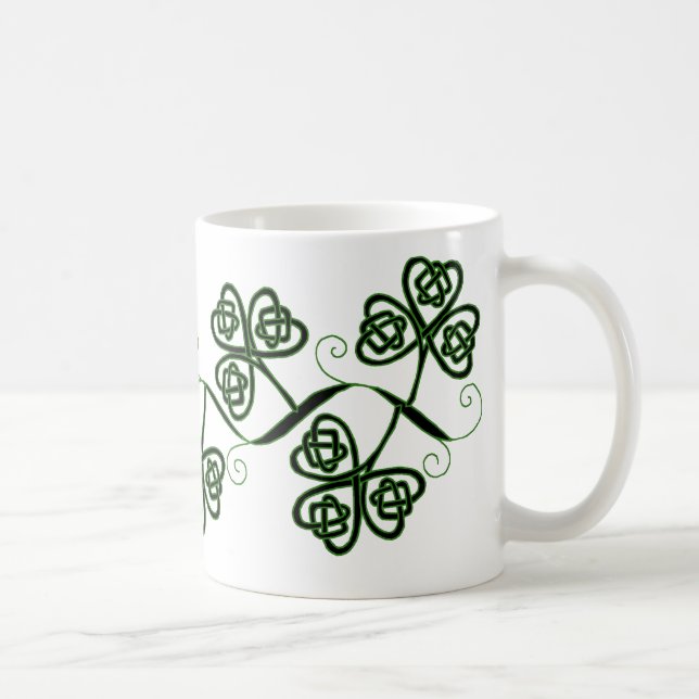 Celtic knot clover mug in black and green (Right)