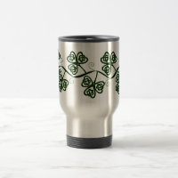 Celtic knot clover travel mug in black and green