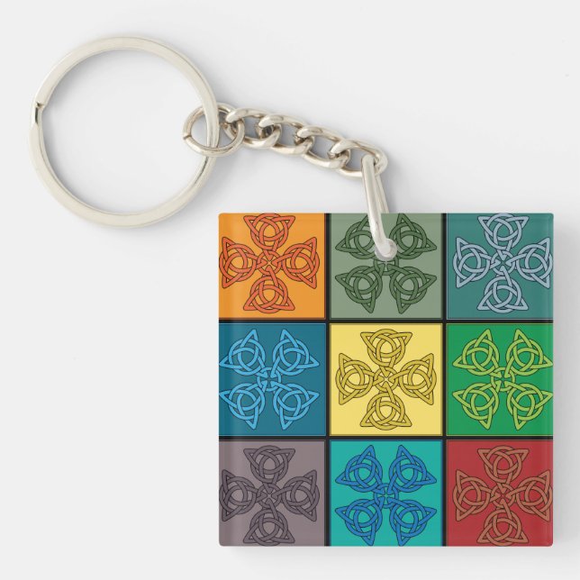Celtic Knot Cross Pattern Pop Art Key Ring (Front)