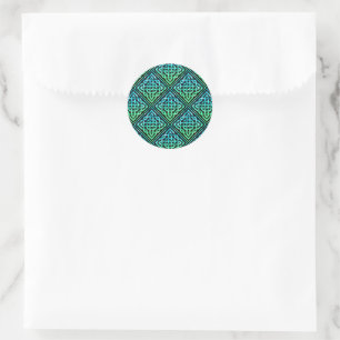 Celtic Knot - Diamond Blue Green Classic Round Sti Sticker