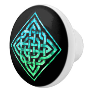 Celtic Knot - Diamond Blue Green Door Knob