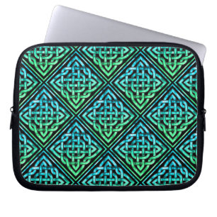 Celtic Knot - Diamond Blue Green Laptop Sleeve