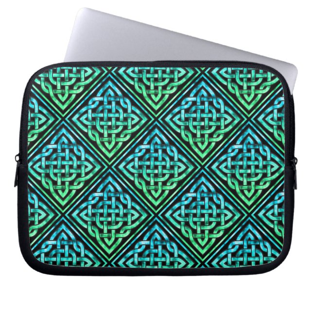 Celtic Knot - Diamond Blue Green Laptop Sleeve (Front)