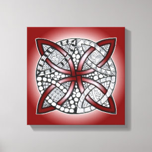 Celtic Knot Doodle Maroon Red Canvas Print