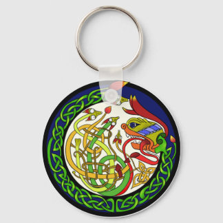 Celtic Knot Dragon Mandala Key Ring
