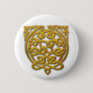 Celtic Knot Dragons – Gold 6 Cm Round Badge