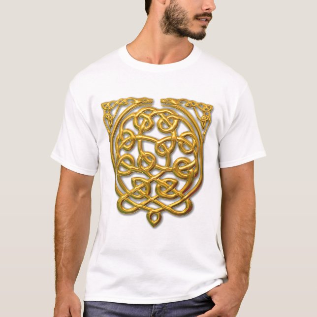 Celtic Knot Dragons – Gold T-Shirt (Front)