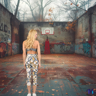 Celtic Knot Elegance - Blue, Gold & White Capri Leggings