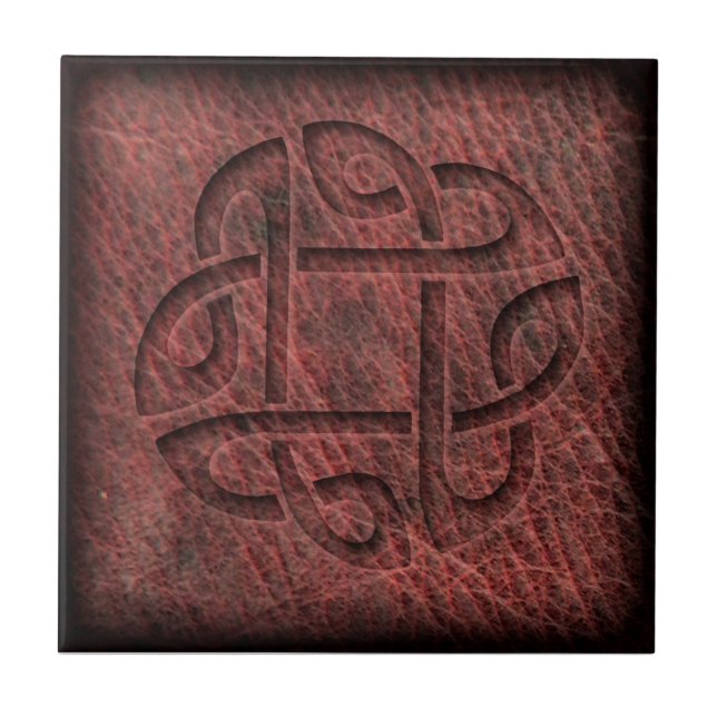 Celtic knot embossed leather tile (Front)