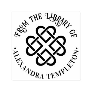 Celtic Knot Entwined Hearts Library Book Name Self-inking Stamp