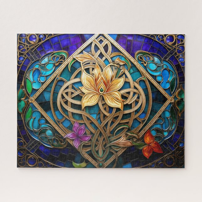 Celtic Knot Flowers Gold Knotwork Jigsaw Puzzle (Horizontal)