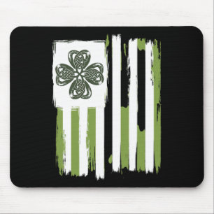 Celtic Knot Four Leaf Clover Stripes Design St Pat Mouse Pad