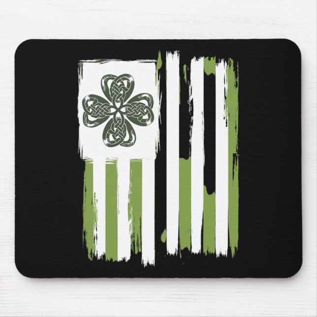 Celtic Knot Four Leaf Clover Stripes Design St Pat Mouse Pad (Front)