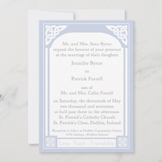 Celtic Knot Frame Invitation - Light Blue (Front)