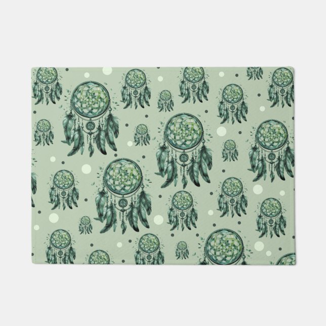 Celtic Knot Green Dreamcatcher Doormat (Front)
