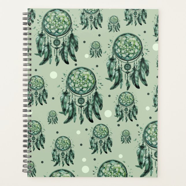 Celtic Knot Green Dreamcatcher Planner (Front)