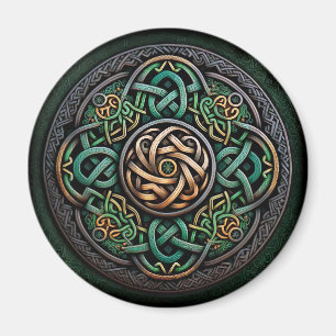 Celtic Knot Green Gold Knotwork Magnet