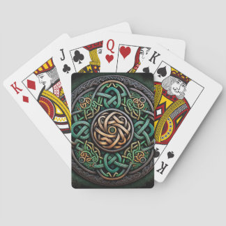 Celtic Knot Green Gold Knotwork Playing Cards