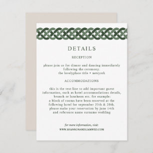 Celtic Knot   Green Wedding Information Guest Enclosure Card