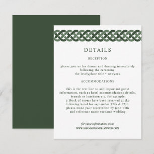 Celtic Knot Green Wedding Information Guest Enclosure Card
