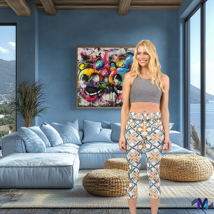 Celtic Knot Harmony - Orange & Green Elegance Capri Leggings