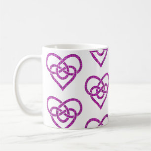 Celtic Knot Heart Shape Plaid Pink Purple Coffee Mug