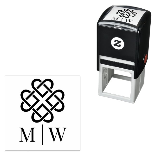 Celtic Knot Hearts Wedding Couple Initials Self-inking Stamp (In Situ)