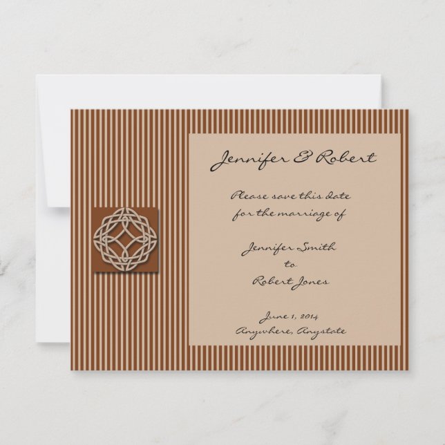 Celtic Knot in Cream and Rust Save the Date (Front)