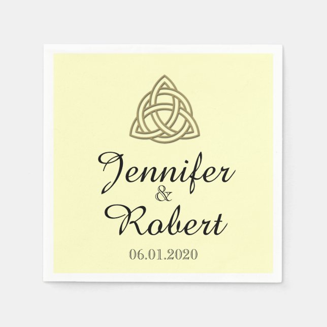 Celtic Knot in Gold and Ivory Wedding Napkin (Front)