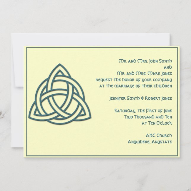 Celtic Knot in Teal Ivory Wedding Invitation (Front)