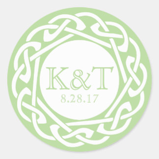 Celtic Knot Initials - Jade Classic Round Sticker