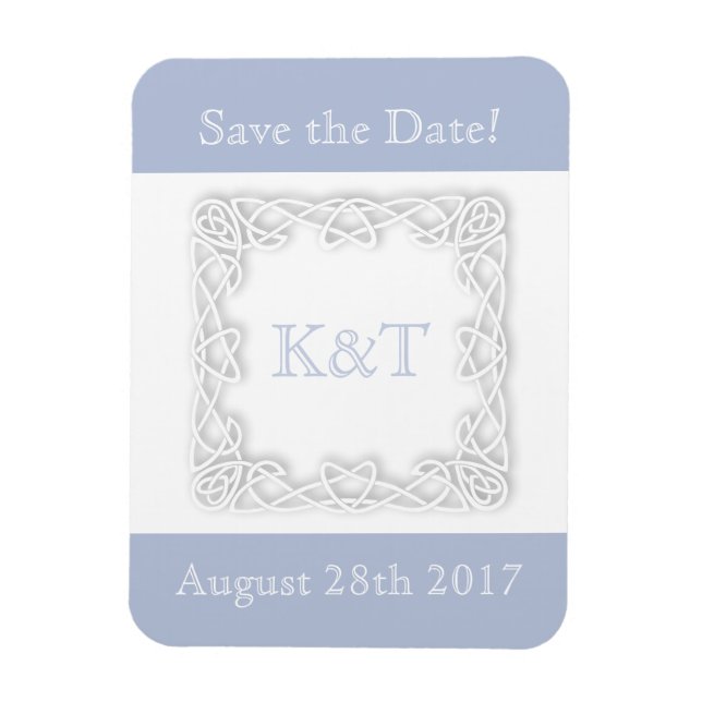 Celtic Knot Initials - Light Blue Magnet (Vertical)