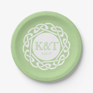 Celtic Knot Initials - Wedding Plate light green