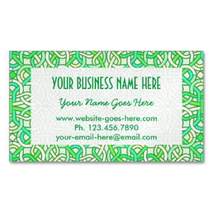 Celtic Knot Irish Braid Pattern Green Yellow Magnetic Business Card