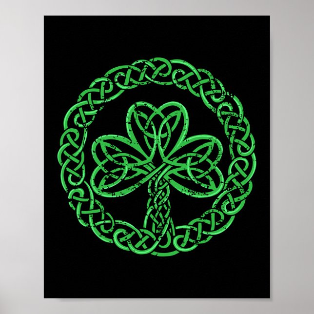 Celtic Knot Irish Shamrock 3-leaf Clover St Pats D Poster (Front)