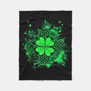 Celtic Knot Irish Shamrock Three Leaf Clover St Pa Fleece Blanket