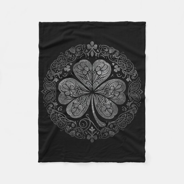 Celtic Knot Leaf Shamrock Funny St Patricks Day Me Fleece Blanket (Front)