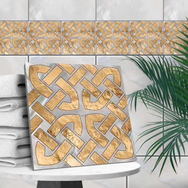 Celtic knot - Mother of Pearl and Gold Tile (Creator Uploaded)
