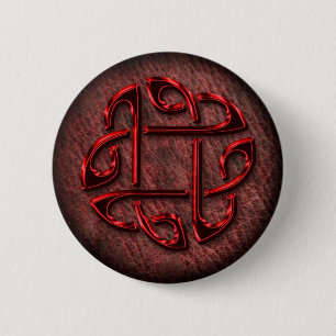 Celtic knot on genuine leather 6 cm round badge