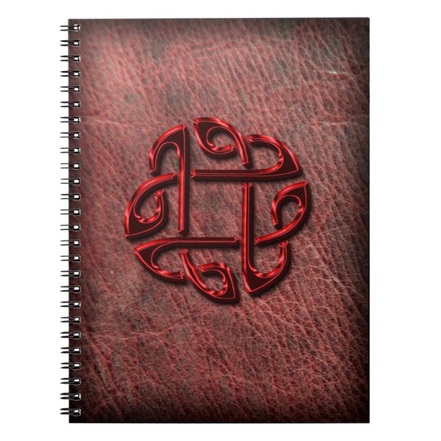 Celtic knot on genuine leather spiral notebook (Front)