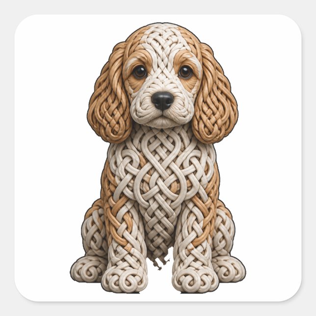 Celtic Knot Parti Cockapoo Square Sticker (Front)
