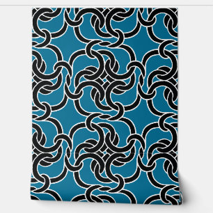 Celtic Knot Pattern Elegant Modern Black & Blue Wallpaper