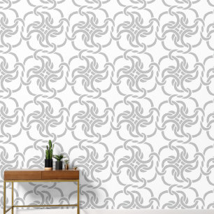 Celtic Knot Pattern Elegant Modern White and Grey Wallpaper