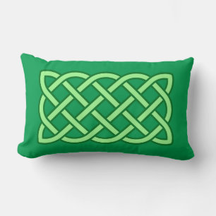 Celtic Knot Pattern, Emerald and Lime Green  Lumbar Cushion