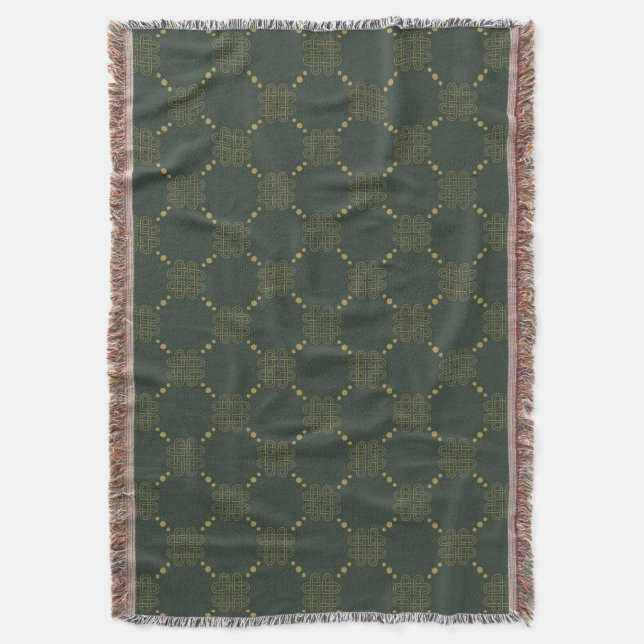 Celtic Knot Pattern Throw Blanket (Front Vertical)