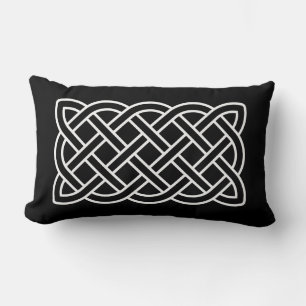 Celtic Knot Pattern, White on a Black Background Lumbar Cushion